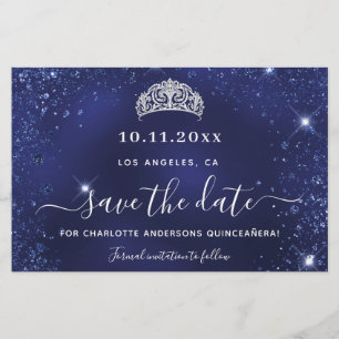 Budget Quinceanera Blauer Glitzer Staub rett Datum