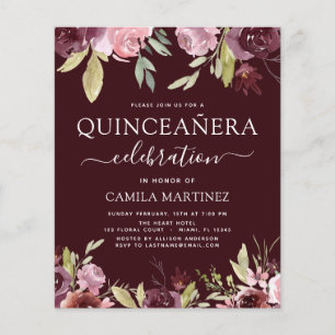 Budget Quinceanera Burgundy Pink Blumenladen Flyer