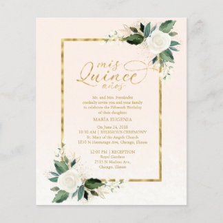 Budget Quinceanera Einladung Bilingual Pink Gold