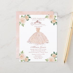 Budget Quinceanera Einladung Rose Gold Blush Gown