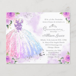 Budget Quinceanera-Einladung Spanisch Bunt