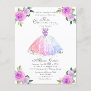 Budget Quinceanera Einladung zweisprachig farbig