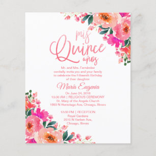 Budget Quinceañera-Einladung Zweisprachig Floral