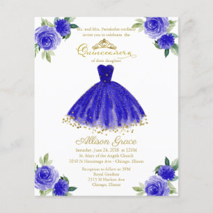 Budget Quinceañera-Einladung Zweisprachig Königlic
