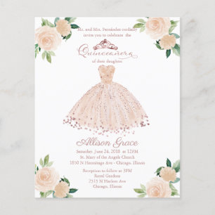 Budget Quinceanera-Einladung zweisprachig rosa Kle