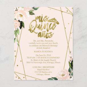 Budget Quinceanera-Einladung Zweisprachig Rosenrot
