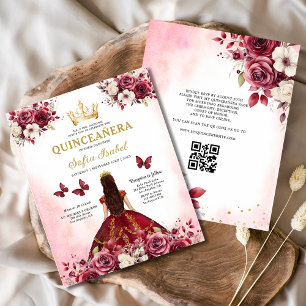 Budget Quinceanera Floral Burgund Prinzessin Flyer