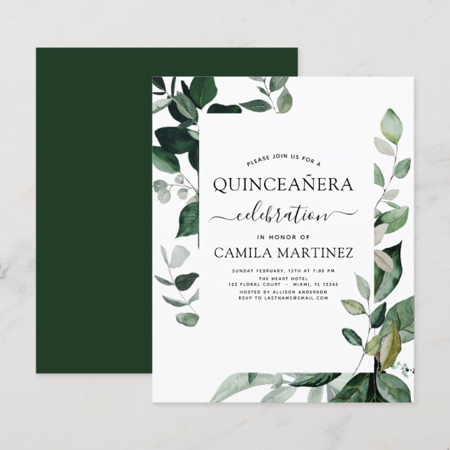 Budget Quinceanera Frühjahr botanische Grünpflanze (Vorne/Hinten)