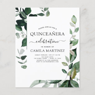 Budget Quinceanera Frühjahr botanische Grünpflanze Flyer