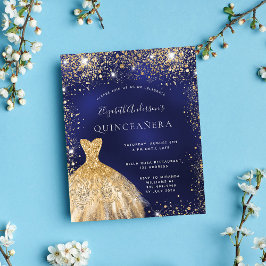 Budget Quinceanera Marineblau Gold Einladung