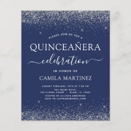 Budget Quinceanera Navy Blue Silver Glitzer