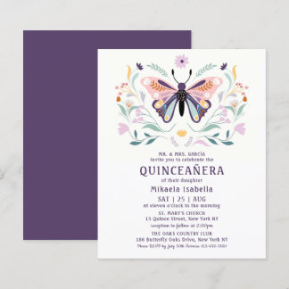 Budget Quinceañera Pink Lila Butterfly Floral