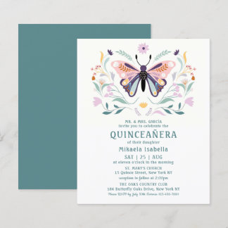 Budget Quinceañera Pink Lila Butterfly Floral