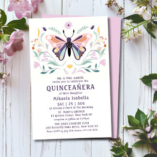 Budget Quinceañera Pink Lila Butterfly Floral Flyer