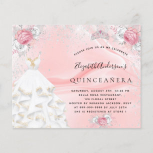 Budget Quinceanera Rosa Glitzer Kleid tiara