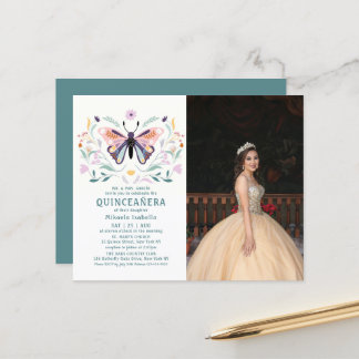 Budget Quinceañera Rosa Schmetterling Foto Blümche