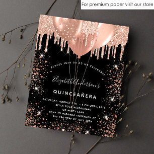Budget Quinceanera Rose Gold Einladung