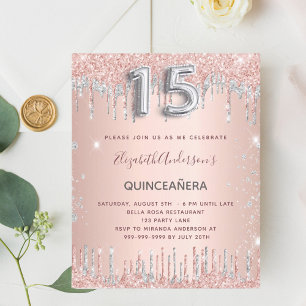 Budget Quinceanera rose-goldener Silberglitter