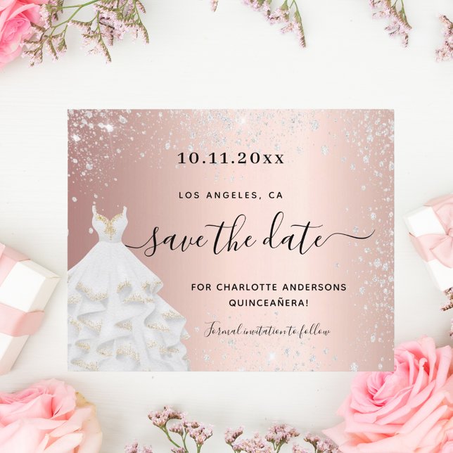 Budget Quinceanera Rose Silber Kleid Save the Date (Von Creator hochgeladen)