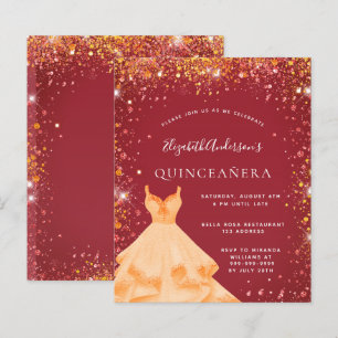 Budget Quinceanera Rotgoldkleid Glitzer Staub