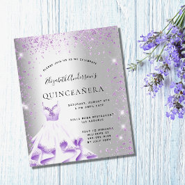 Budget Quinceanera Silber lila Kleidung Glitzer