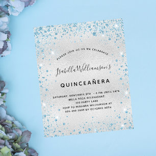Budget Quinceanera Silberblauer Glitzer Staub
