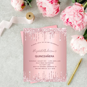 BUDGET Quinceanera staubige Rose Glitzer Tropfen p