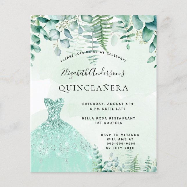 Budget Quinceanera verzauberte Waldkleid (Vorderseite)