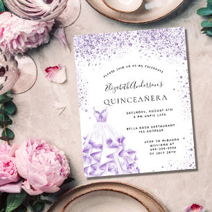 Budget Quinceanera violettes weißes Kleid Glitzer