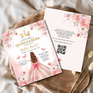 Budget Quinceñera Blush Pink Floral Butterfly