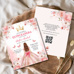 Budget Quinceñera Blush Pink Floral Butterfly
