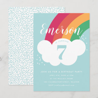 Budget Rainbow Birthday Party Einladung