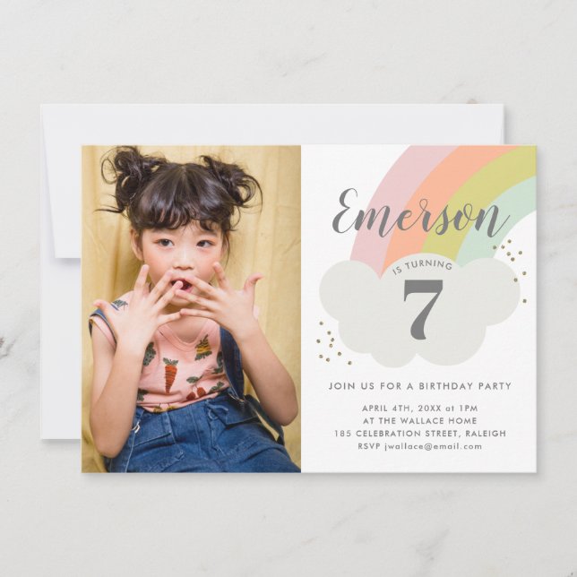 Budget Rainbow Birthday Party Einladung (Vorderseite)