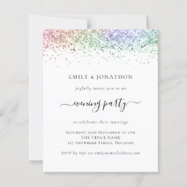 Budget Rainbow Glitzer Abend Hochzeit Einladung