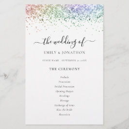 Budget Rainbow Glitzer Script Wedding Programm
