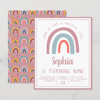 Budget Rainbow Magical Birthday Party Einladung