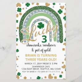 Budget Rainbow St Patrick Boy Birthday Einladung