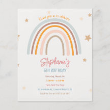 Budget Rainbow Stars Geburtstagsparty Einladung