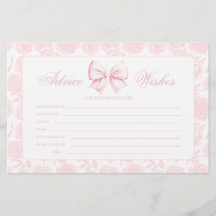Budget Rat & Wünsche Rosa Schleife Baby Shower Spi Briefpapier