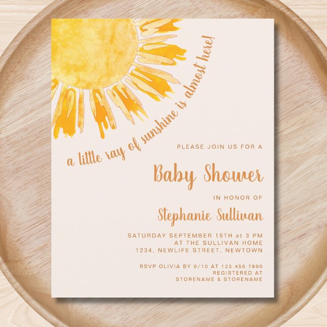 Budget Ray of Sunshine Boho Baby Shower Einladung (Von Creator hochgeladen)