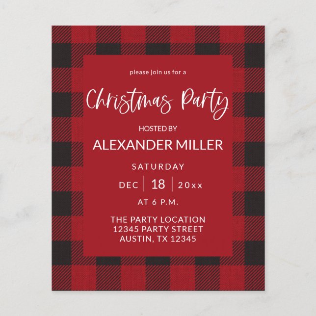 Budget Red Buffalo Kariert Flannel Weihnachtsfeier Flyer (Vorne)