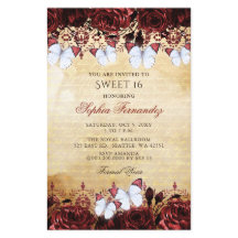 Budget Red Butterfly Sweet 16 Einladung