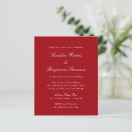 Budget Red Chic Formal Elegante Hochzeit Einladung