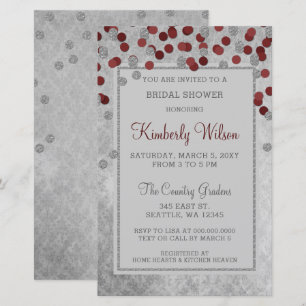 Budget Red Confetti Bridal Dusche Einladung