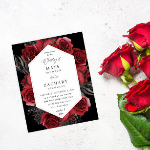 Budget Red Floral & Black Wedding - Black Flyer
