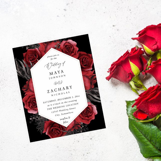 Budget Red Floral & Black Wedding - Black Flyer (Von Creator hochgeladen)