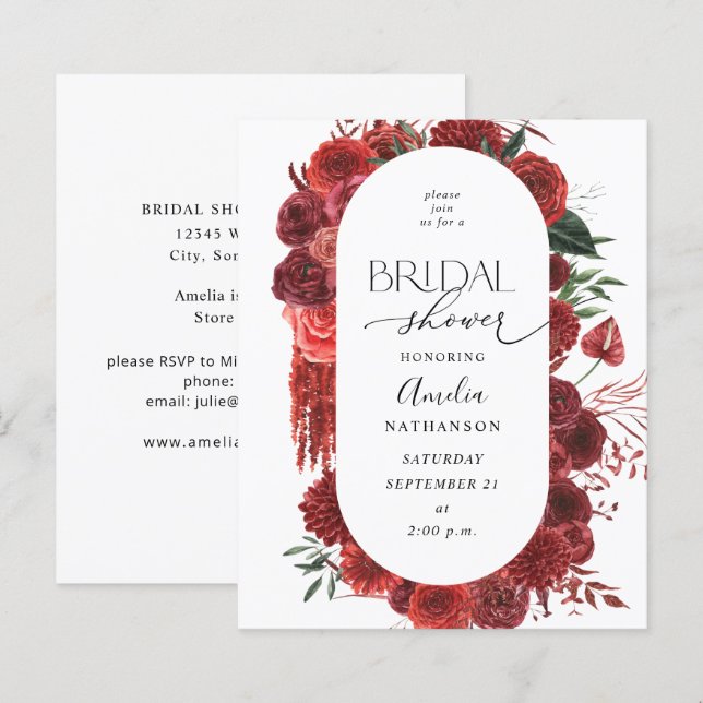 Budget Red Floral Brautparty (Vorne/Hinten)