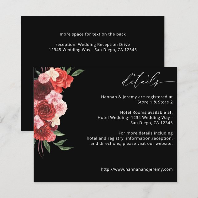 Budget Red Floral Details - Schwarz (Vorne/Hinten)