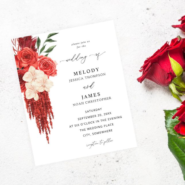 Budget Red Floral Wedding Flyer (Von Creator hochgeladen)
