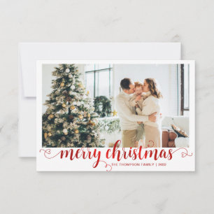 BUDGET Red Frohe Weihnachts-Herz-Script-Foto Mitteilungskarte